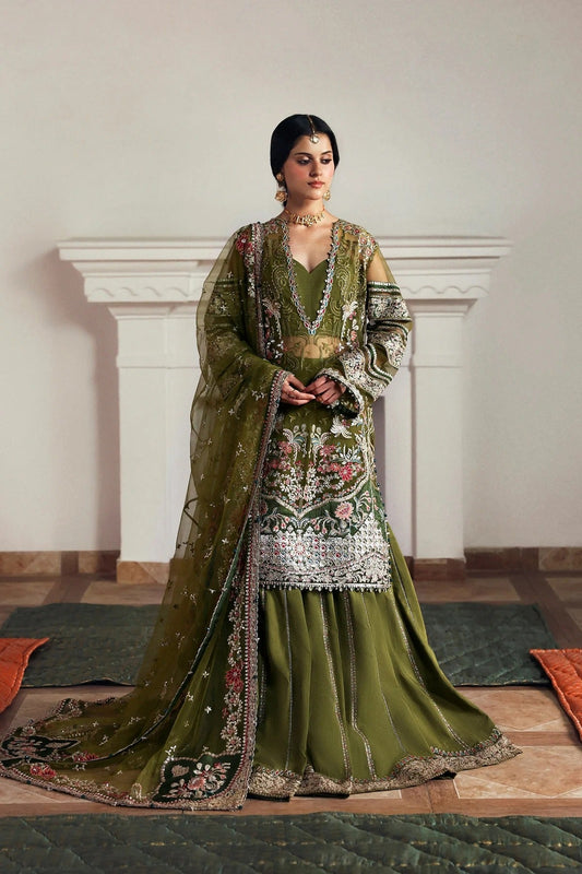 Afrozeh Zoon Style — Mairaz Olive & Green Three-Piece Suit