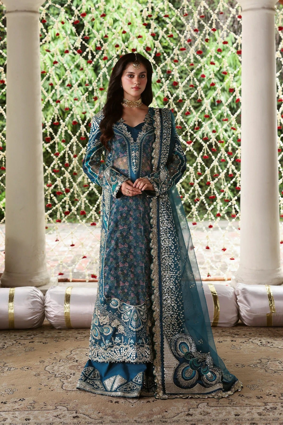 Afrozeh Sitara Style — Mairaz Purple & Rust Three-Piece Suit