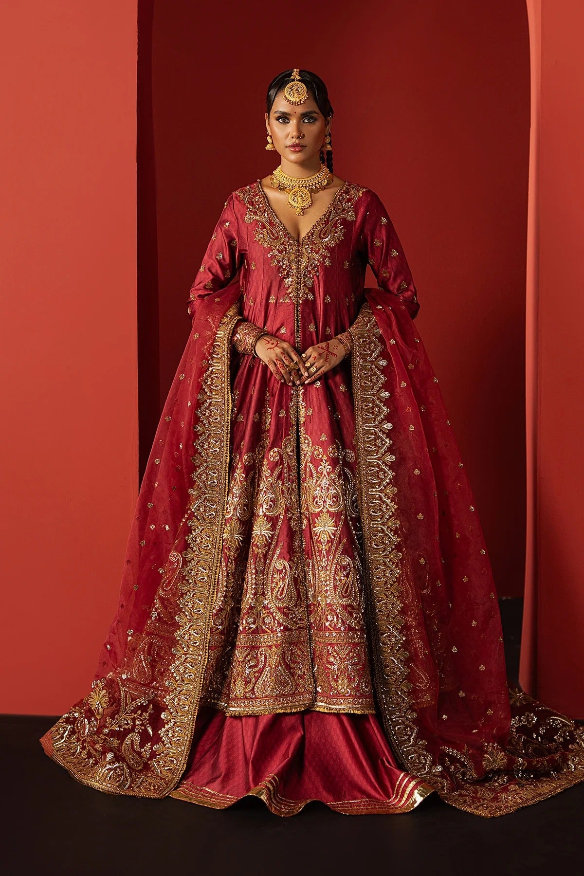 Afrozeh Bahaar Style — Mairaz Red Three-Piece Suit