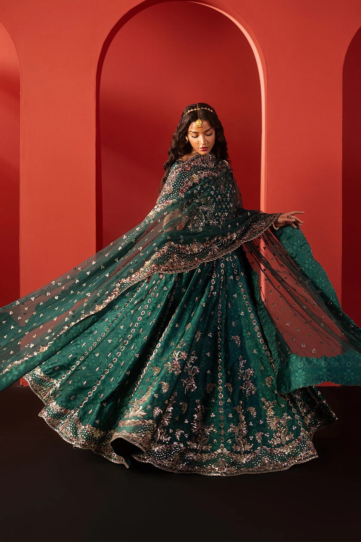 Afrozeh Afsar Style — Mairaz Green Three-Piece Suit