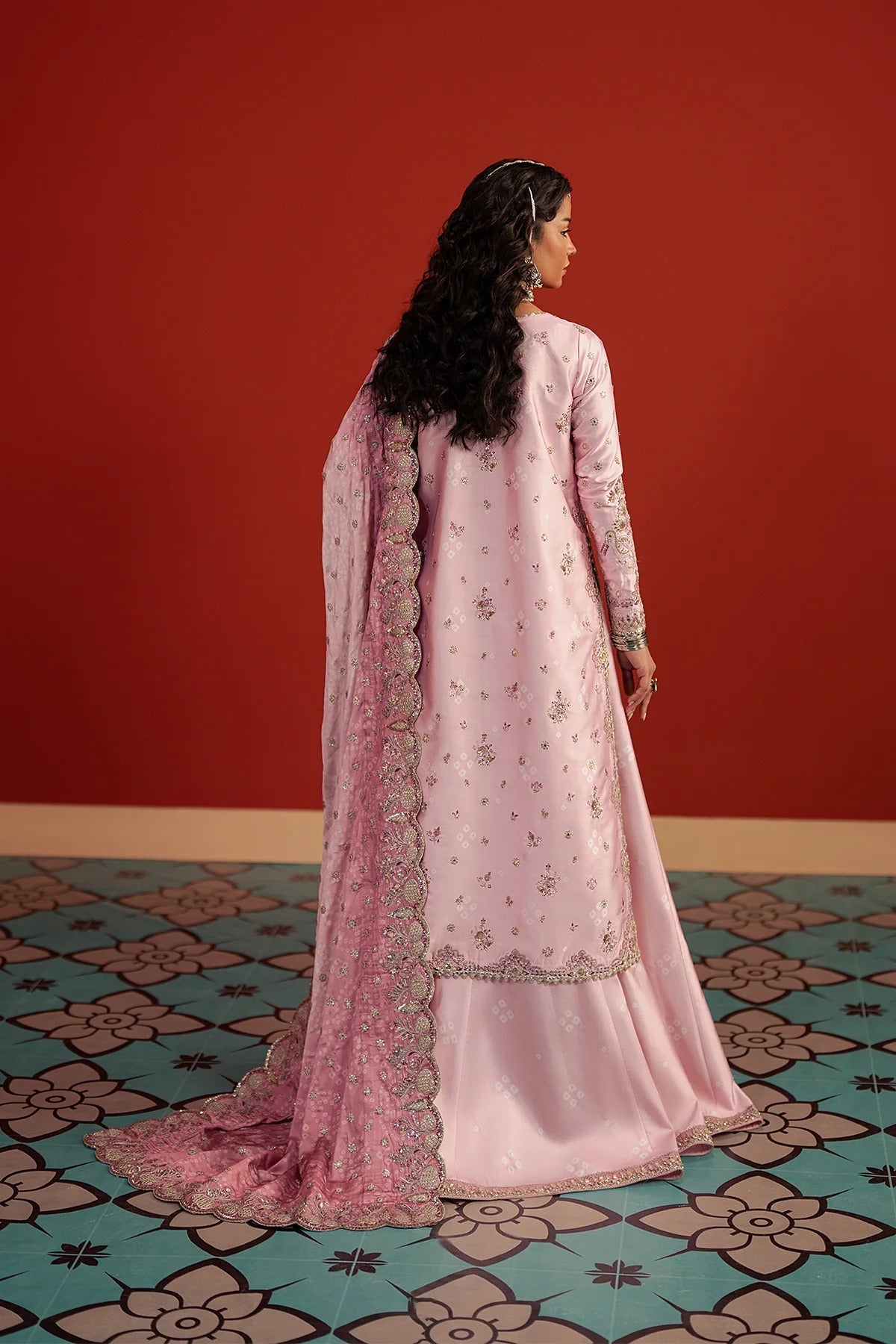 Afrozeh Sufiya Style — Mairaz Parrot Green Three-Piece Suit