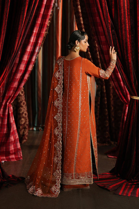 Afrozeh Aafreen Style — Mairaz Rust Three-Piece Suit