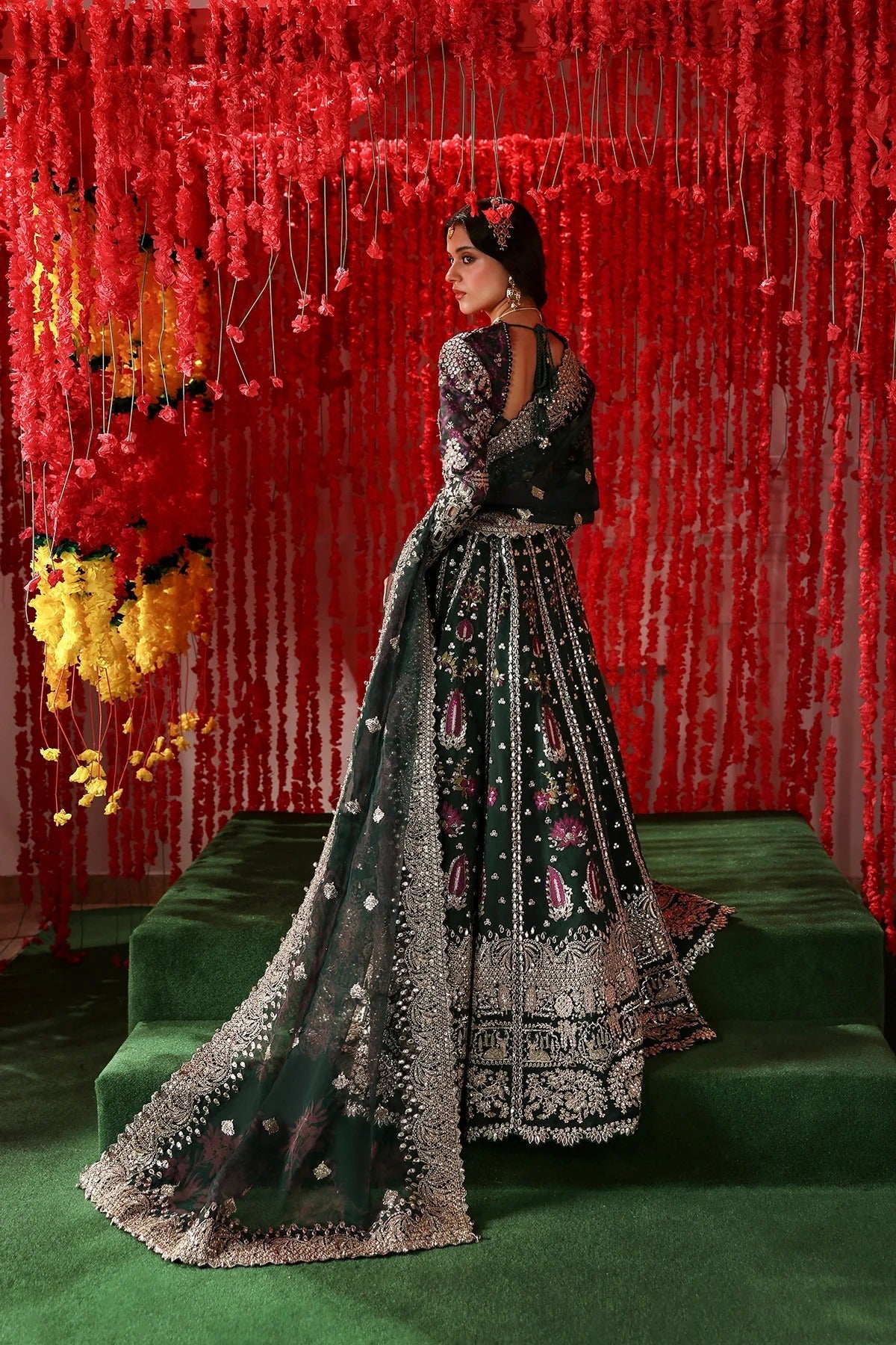 Afrozeh Shonglam Style — Mairaz Dark Green Three-Piece Suit