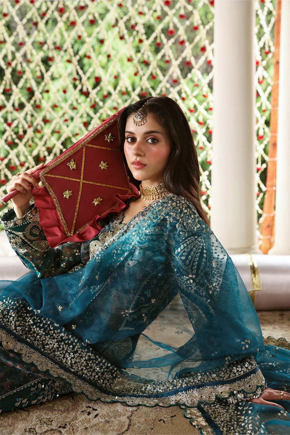 Afrozeh Sitara Style — Mairaz Purple & Rust Three-Piece Suit