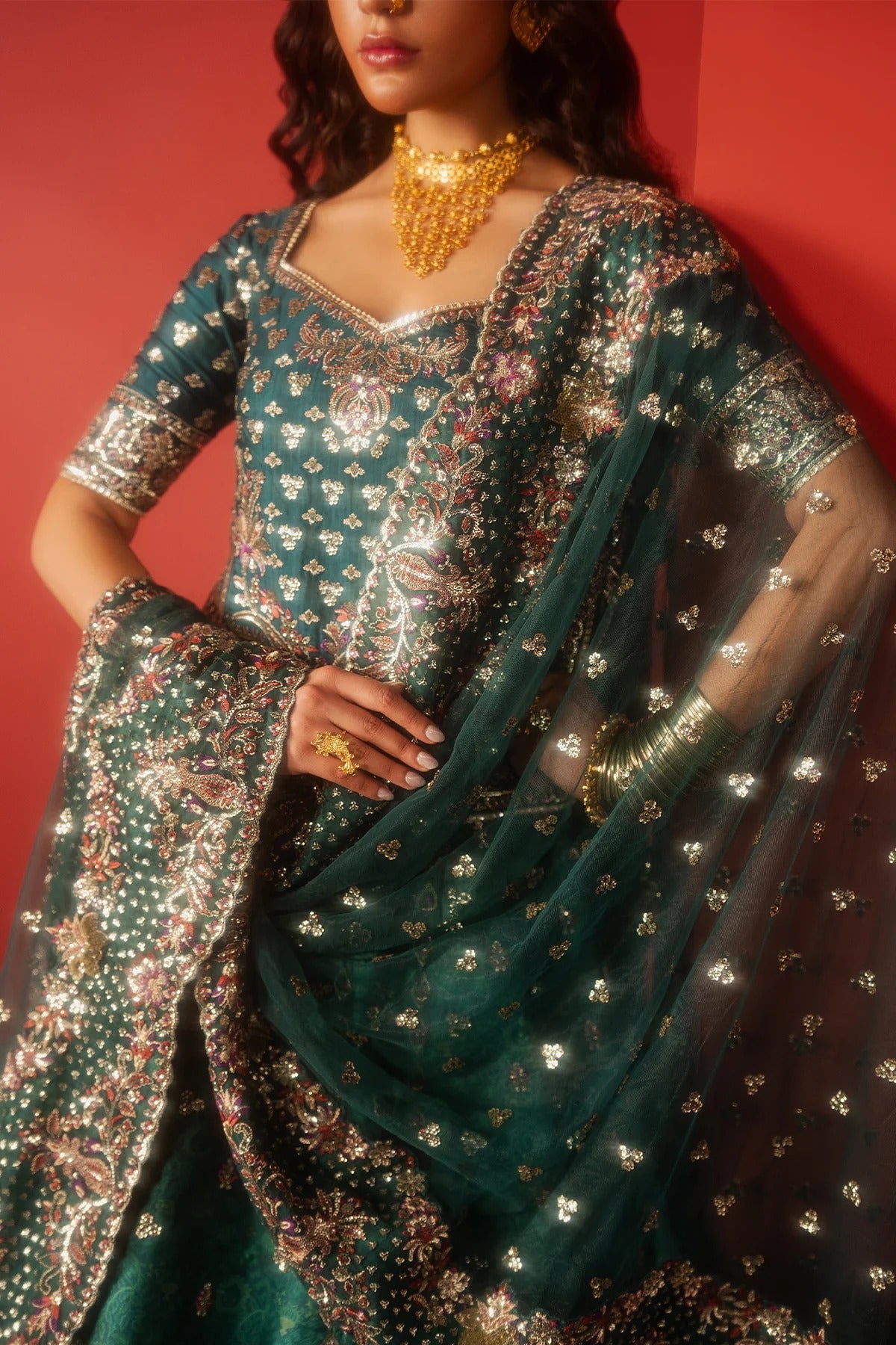 Afrozeh Afsar Style — Mairaz Green Three-Piece Suit