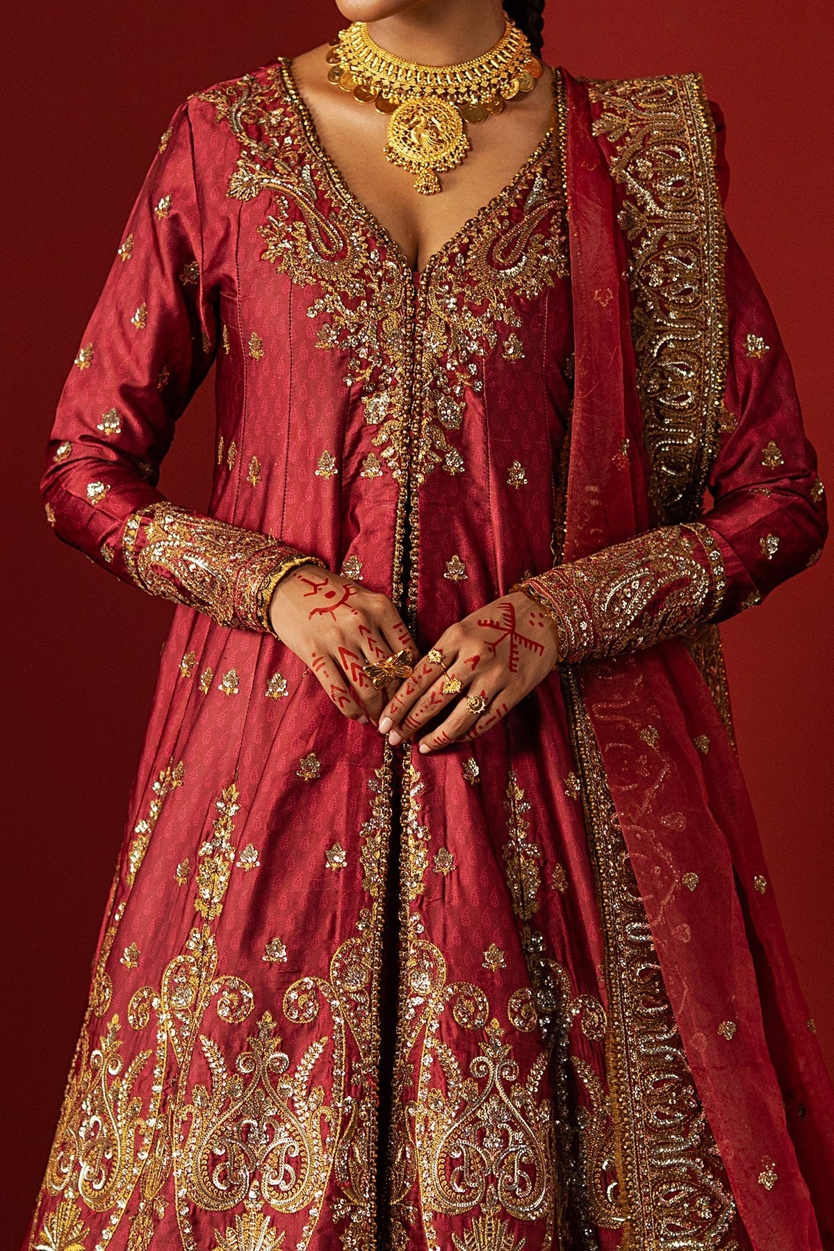 Afrozeh Bahaar Style — Mairaz Red Three-Piece Suit