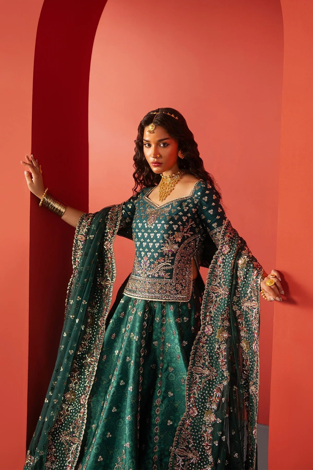 Afrozeh Afsar Style — Mairaz Green Three-Piece Suit