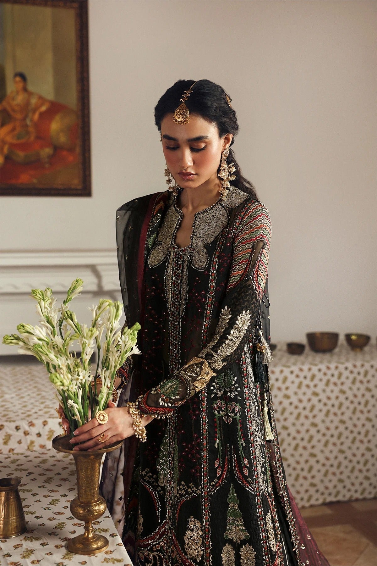 Afrozeh Dhanak Style — Mairaz Black Three-Piece Suit