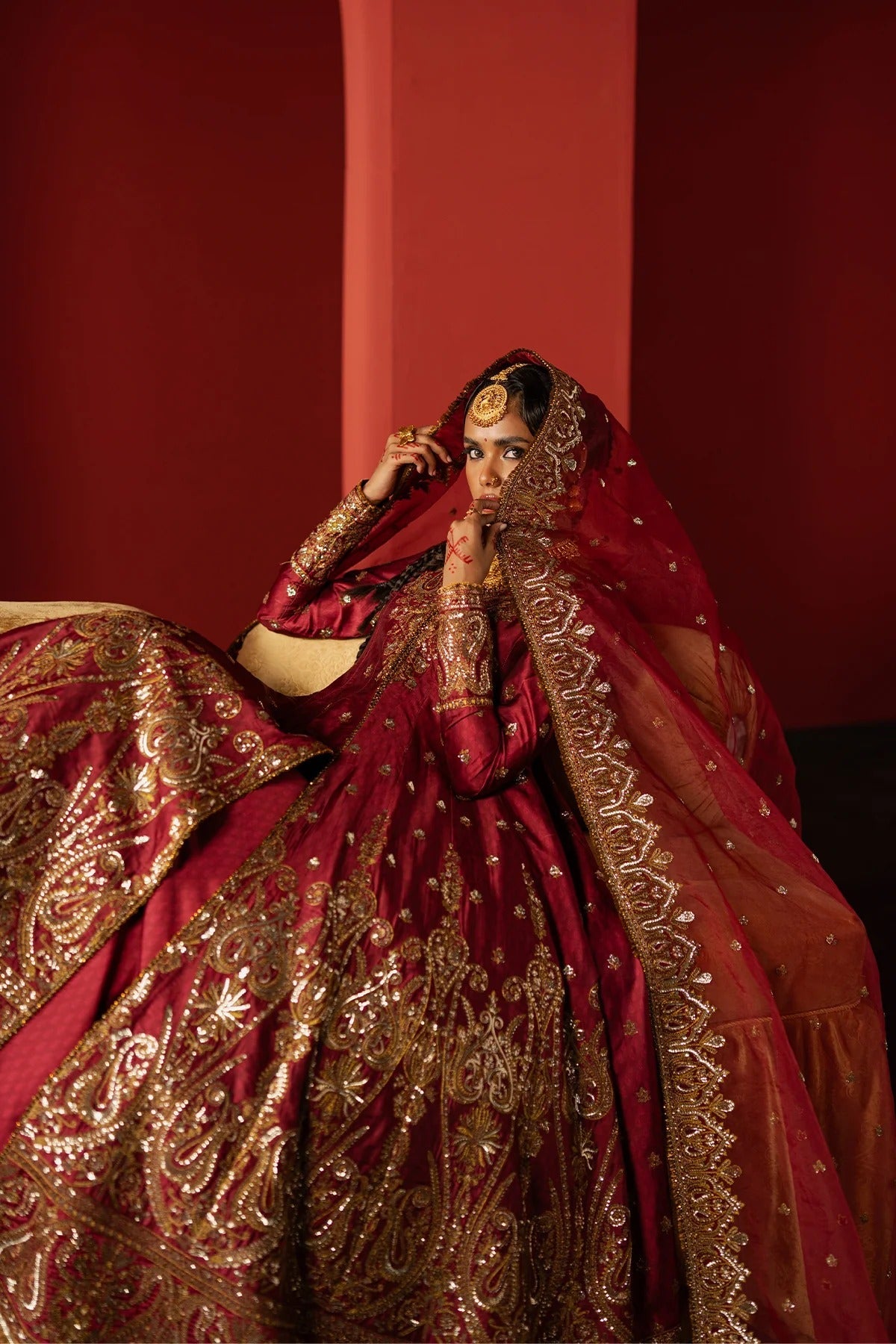 Afrozeh Bahaar Style — Mairaz Red Three-Piece Suit