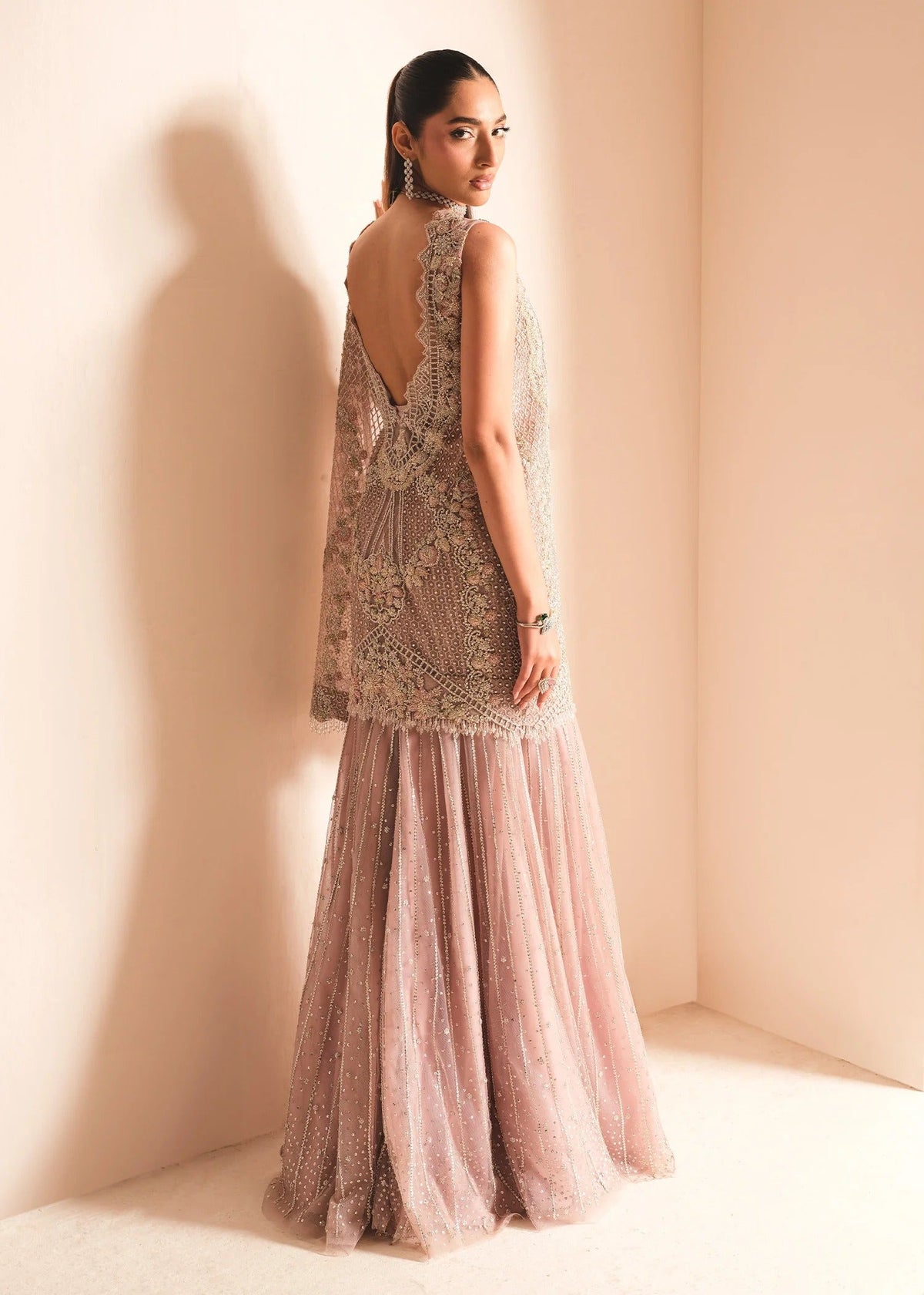 Saira Shakira Lush Style AC-83 net shirt sharara and dupatta by MAIRAZ