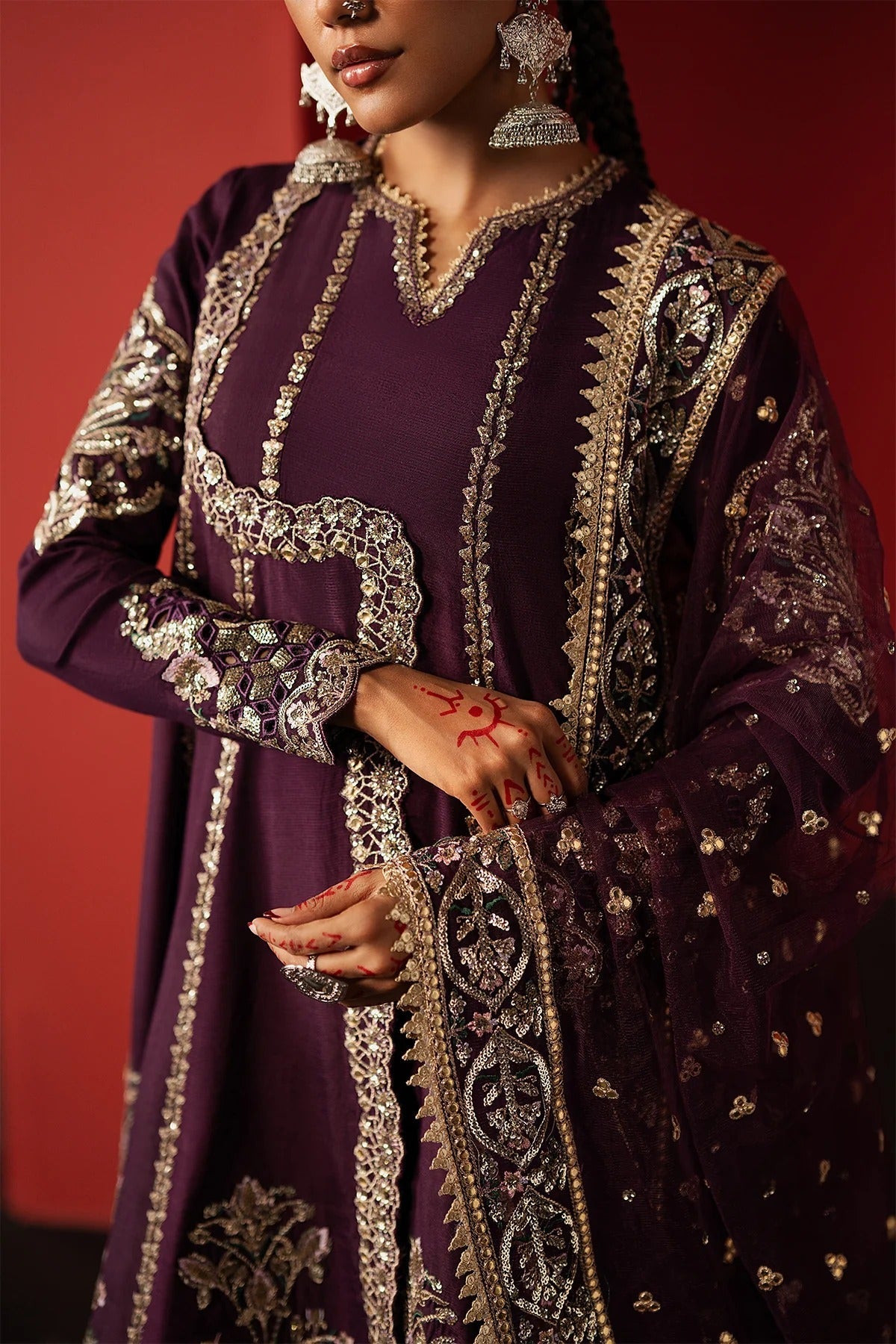 Afrozeh Samarqand Style — Mairaz Purple Three-Piece Suit