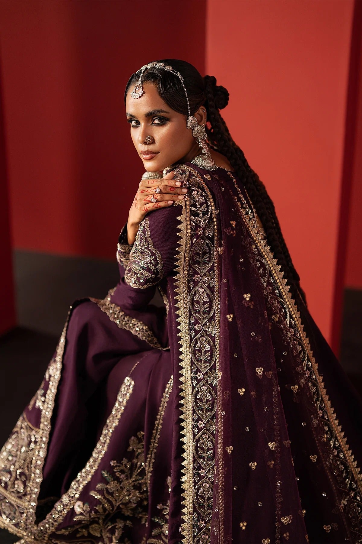 Afrozeh Samarqand Style — Mairaz Purple Three-Piece Suit