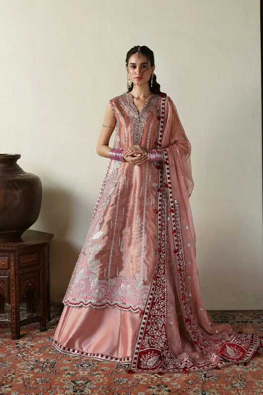 Afrozeh Roshaan Style — Mairaz Pink & Maroon Three-Piece Suit