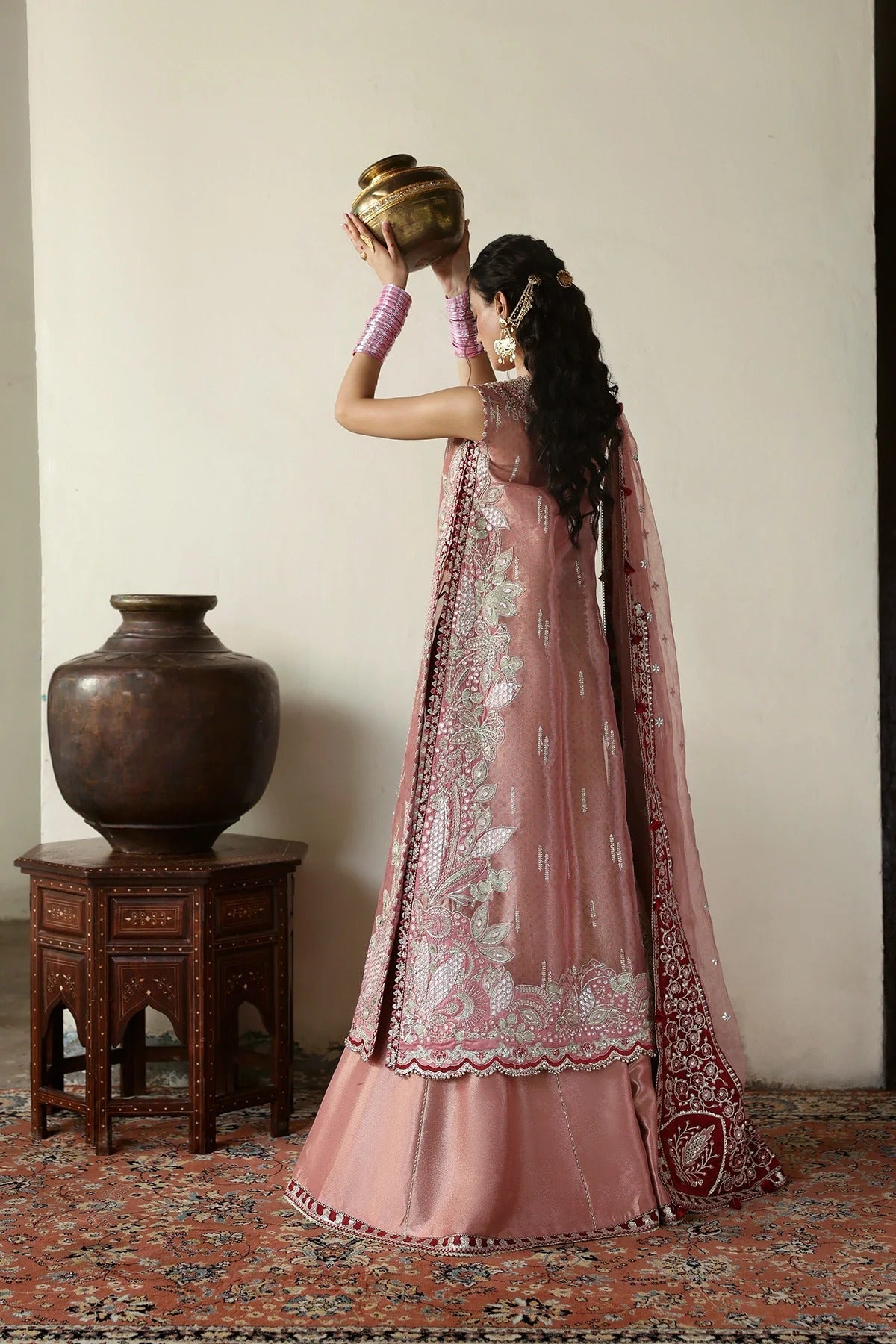 Afrozeh Roshaan Style — Mairaz Pink & Maroon Three-Piece Suit