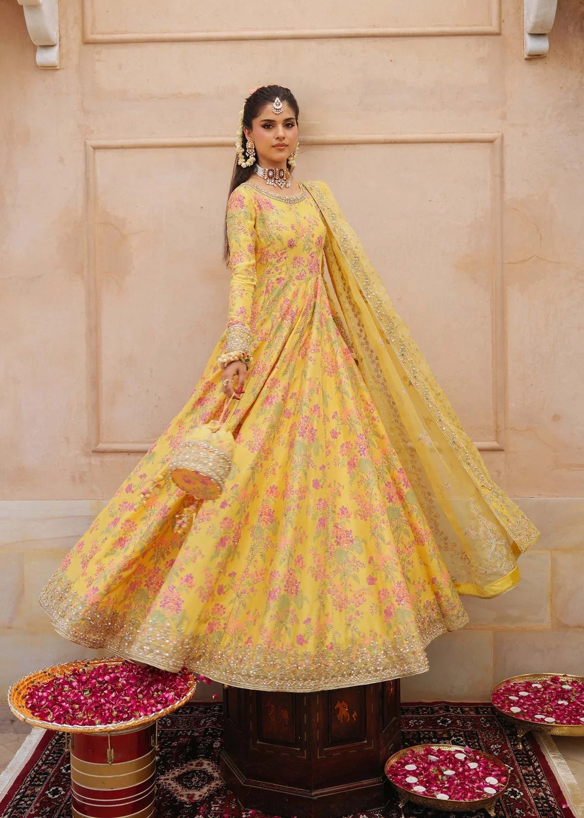 Kanwal Malik Hoorain Style bright yellow pishwas by Mairaz