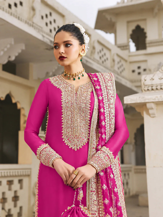Kanwal Malik Noreen deep fuchsia pink alternate full outfit view