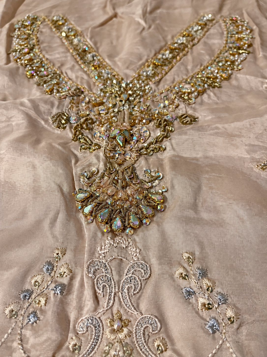 Aashnai ornate neckline embellishment — retouched fabric reference