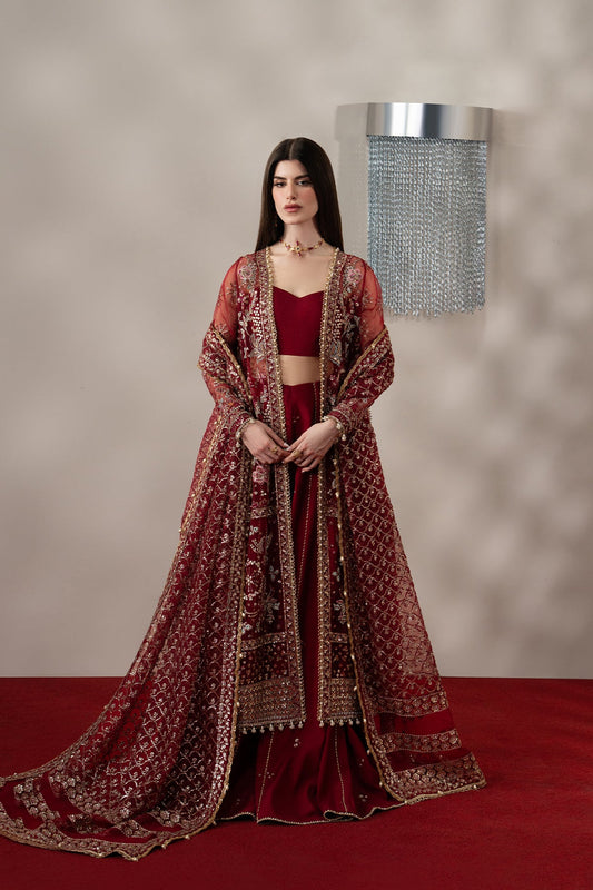 Florentine, made by MAIRAZ — red sharara, full-length front view