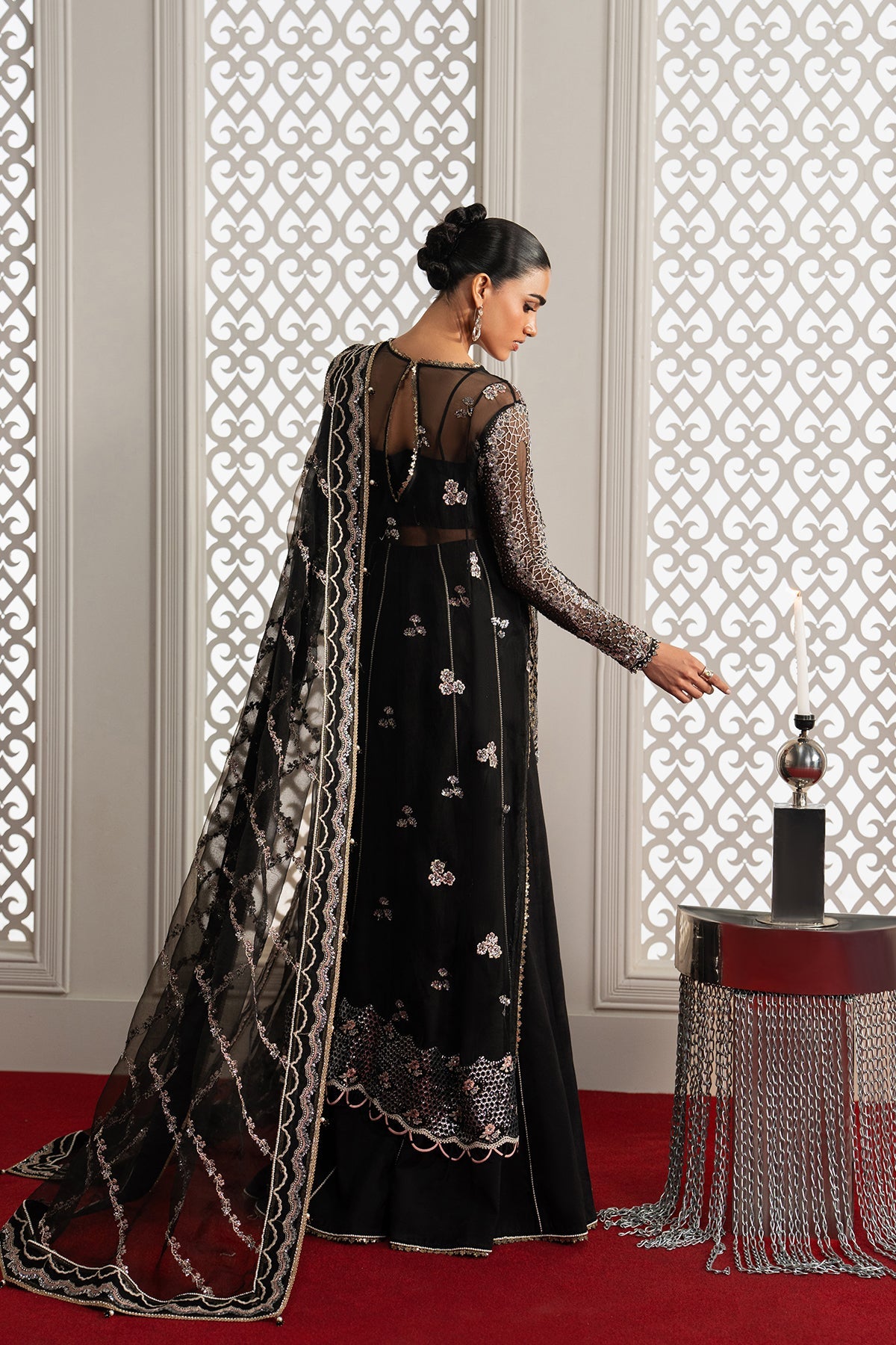 Magnifique, made by MAIRAZ — black sharara, rear view