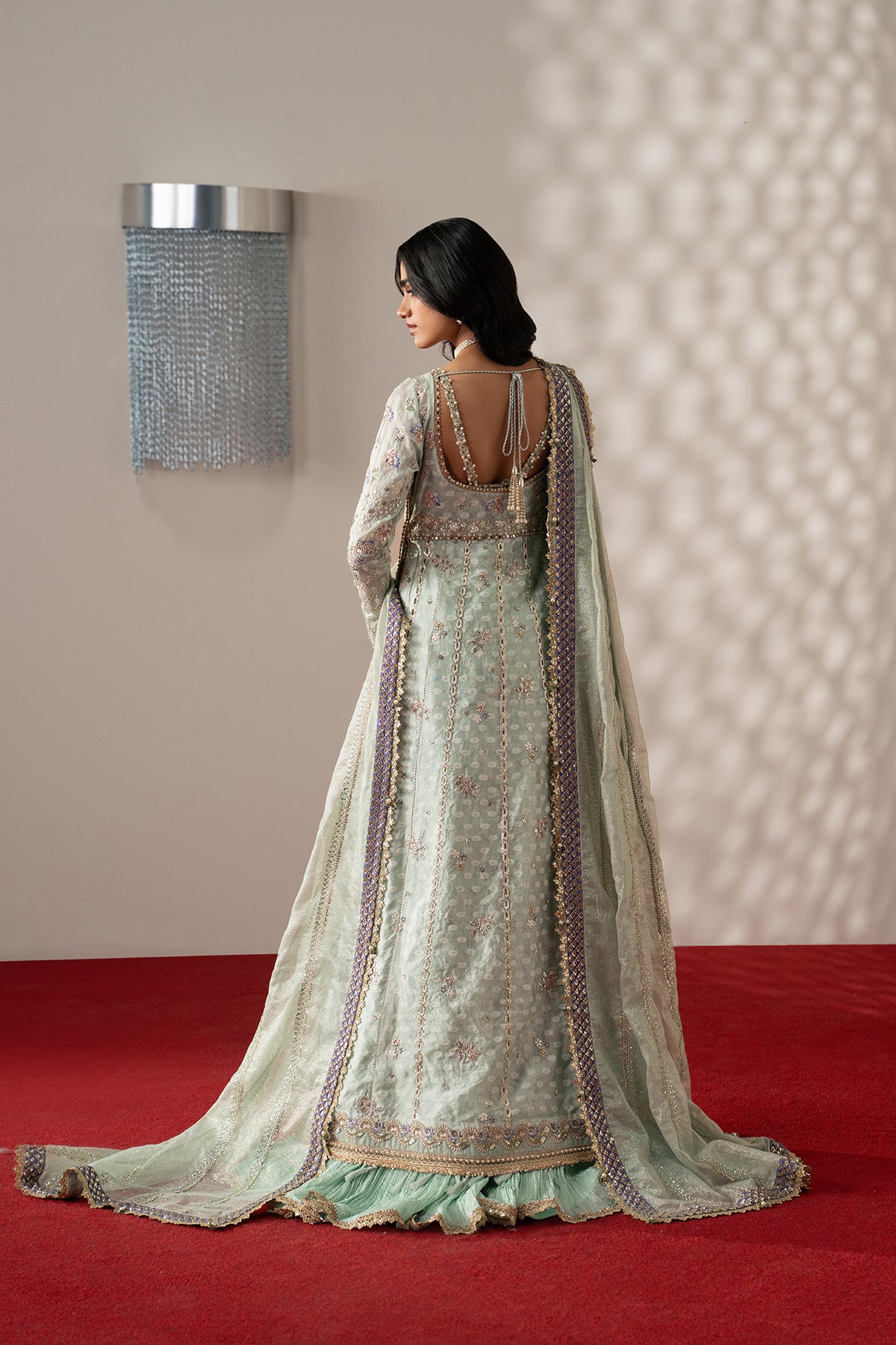 Marais, made by MAIRAZ — light green with purple accents sharara, rear view