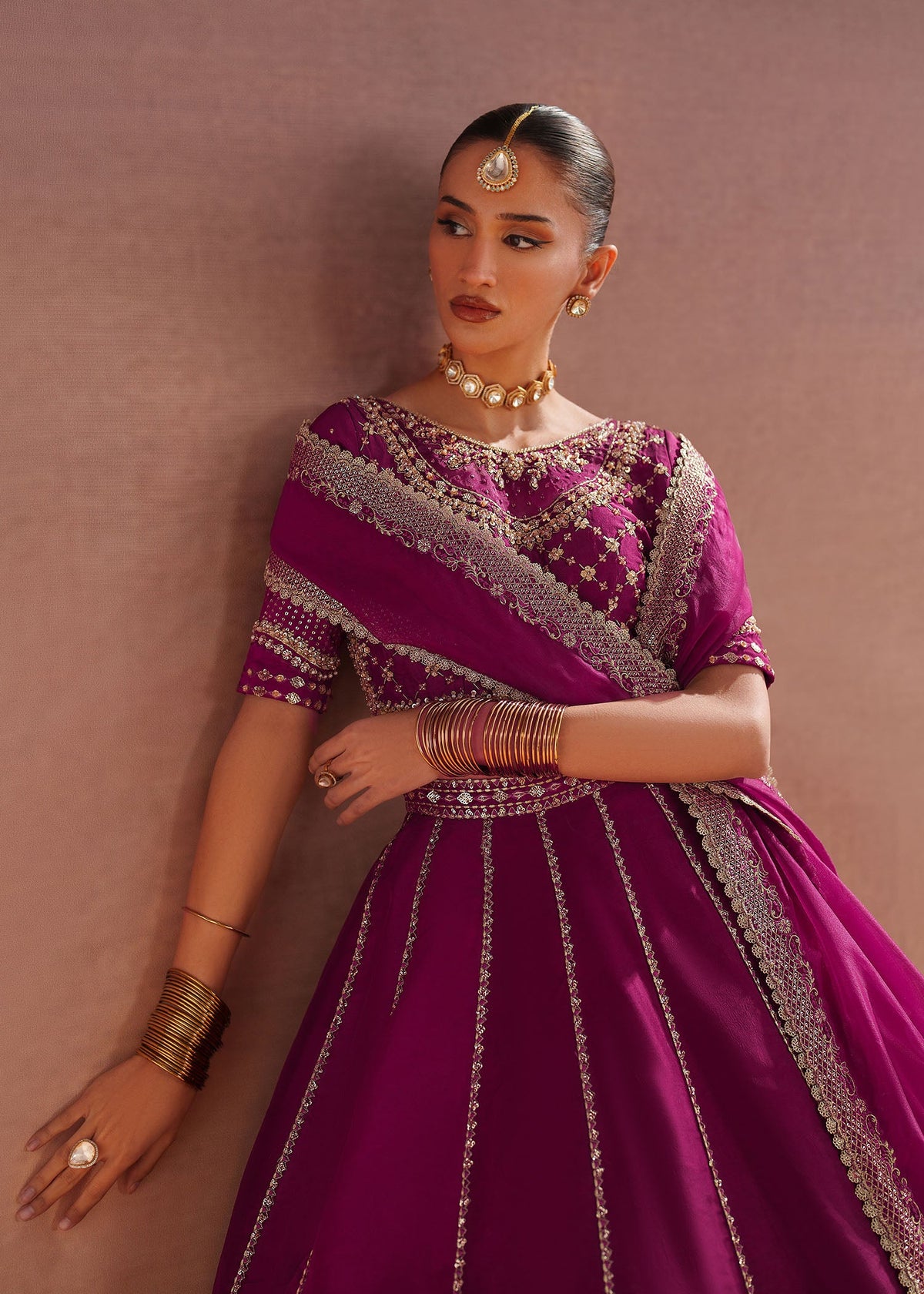 Anya vivid burgundy lehenga choli, reference outfit photograph 7 — Made by Mairaz reproduction