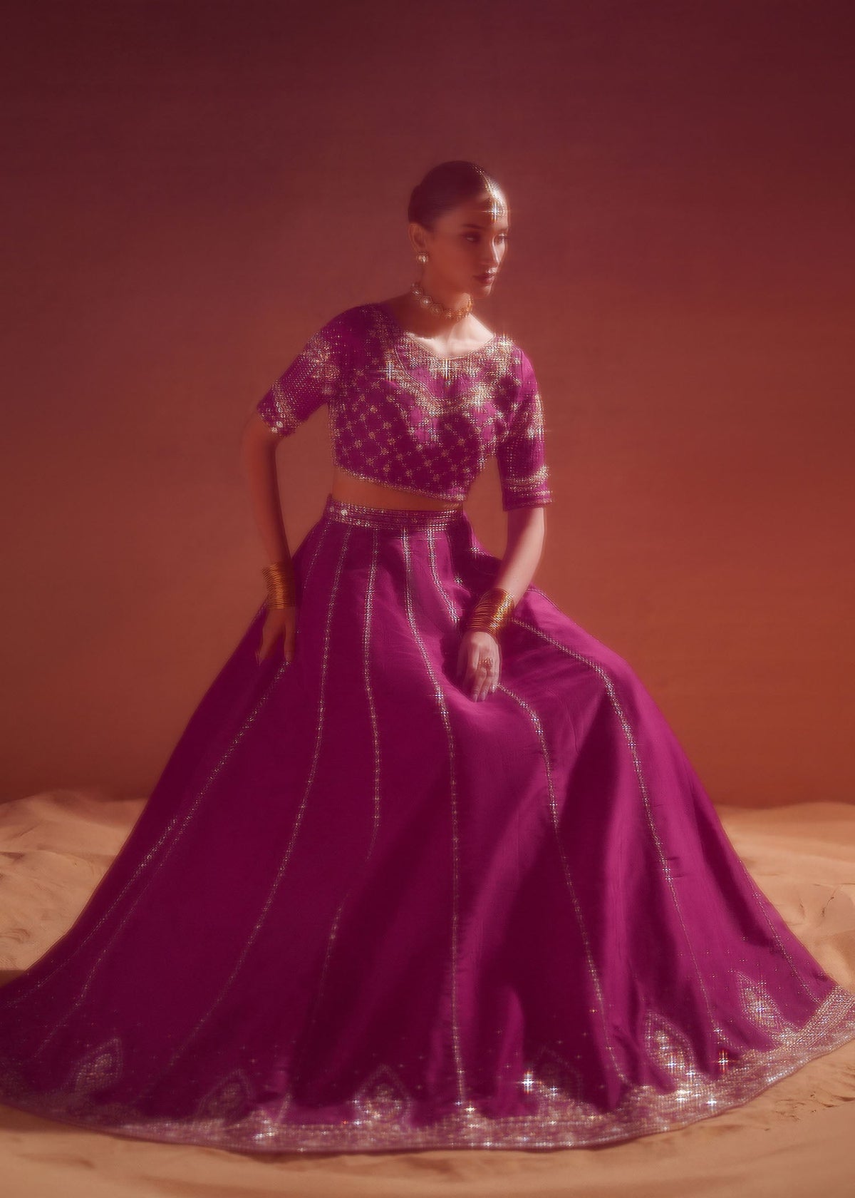 Anya vivid burgundy lehenga choli, reference outfit photograph 8 — Made by Mairaz reproduction