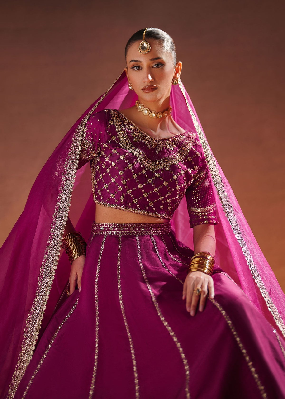 Anya vivid burgundy lehenga choli, reference outfit photograph 9 — Made by Mairaz reproduction