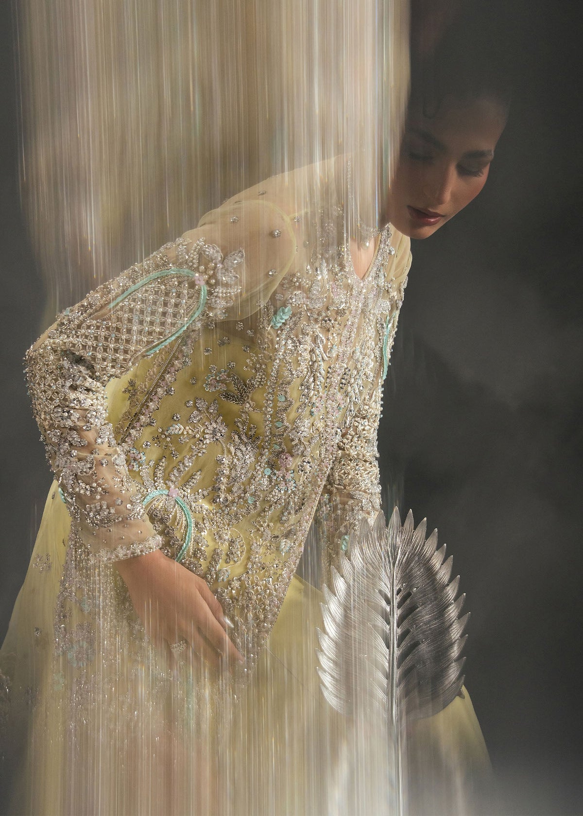 Ariana lime yellow long shirt with flared bottom, reference outfit photograph 4 — Made by Mairaz reproduction