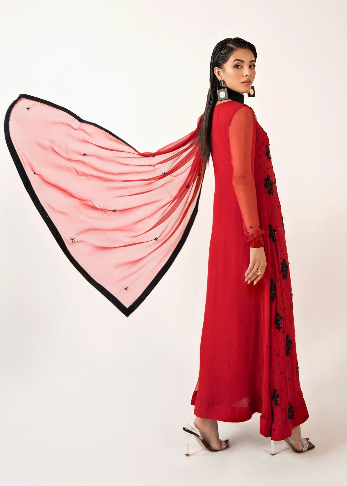 Aurora red kaftan, reference outfit photograph 3 — Made by Mairaz reproduction
