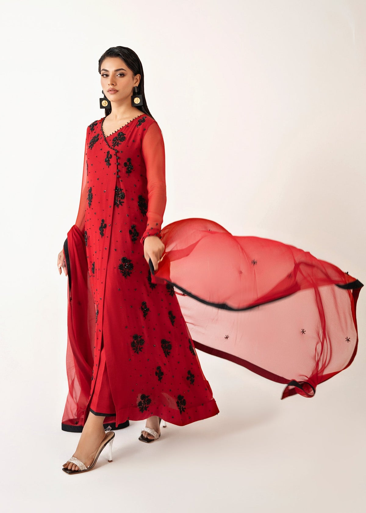 Aurora red kaftan, reference outfit photograph 5 — Made by Mairaz reproduction