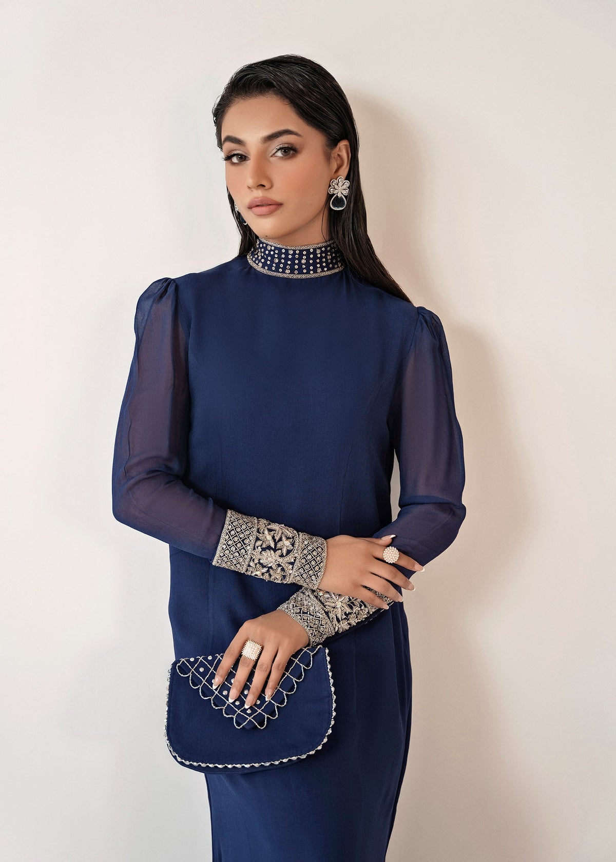 Azure blue kaftan, reference outfit photograph 2 — Made by Mairaz reproduction