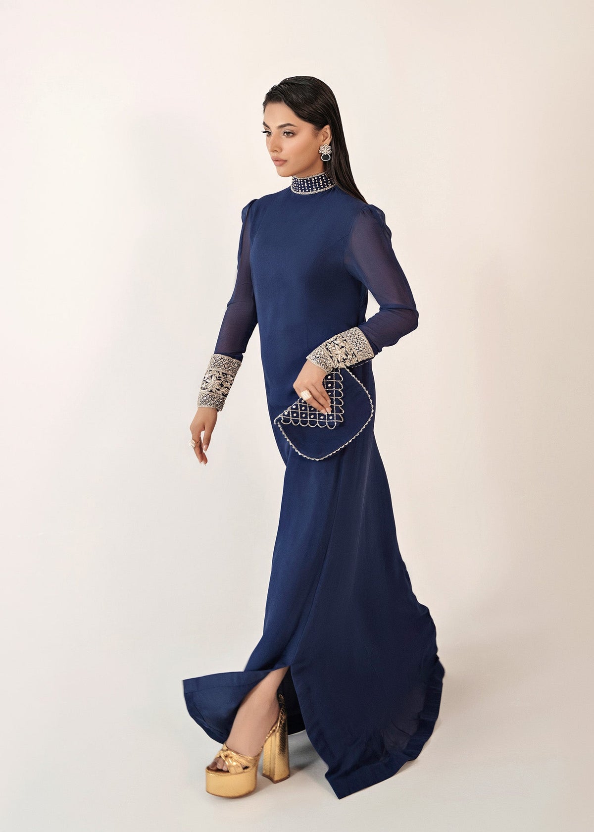 Azure blue kaftan, reference outfit photograph 5 — Made by Mairaz reproduction