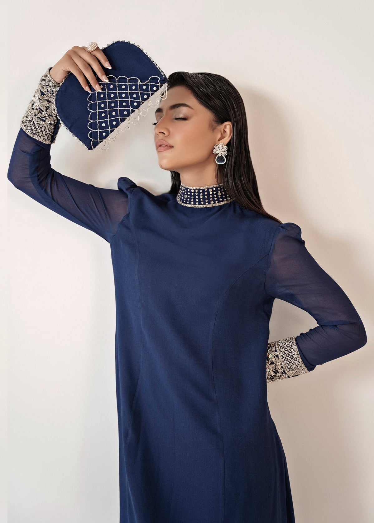 Azure blue kaftan, reference outfit photograph 6 — Made by Mairaz reproduction