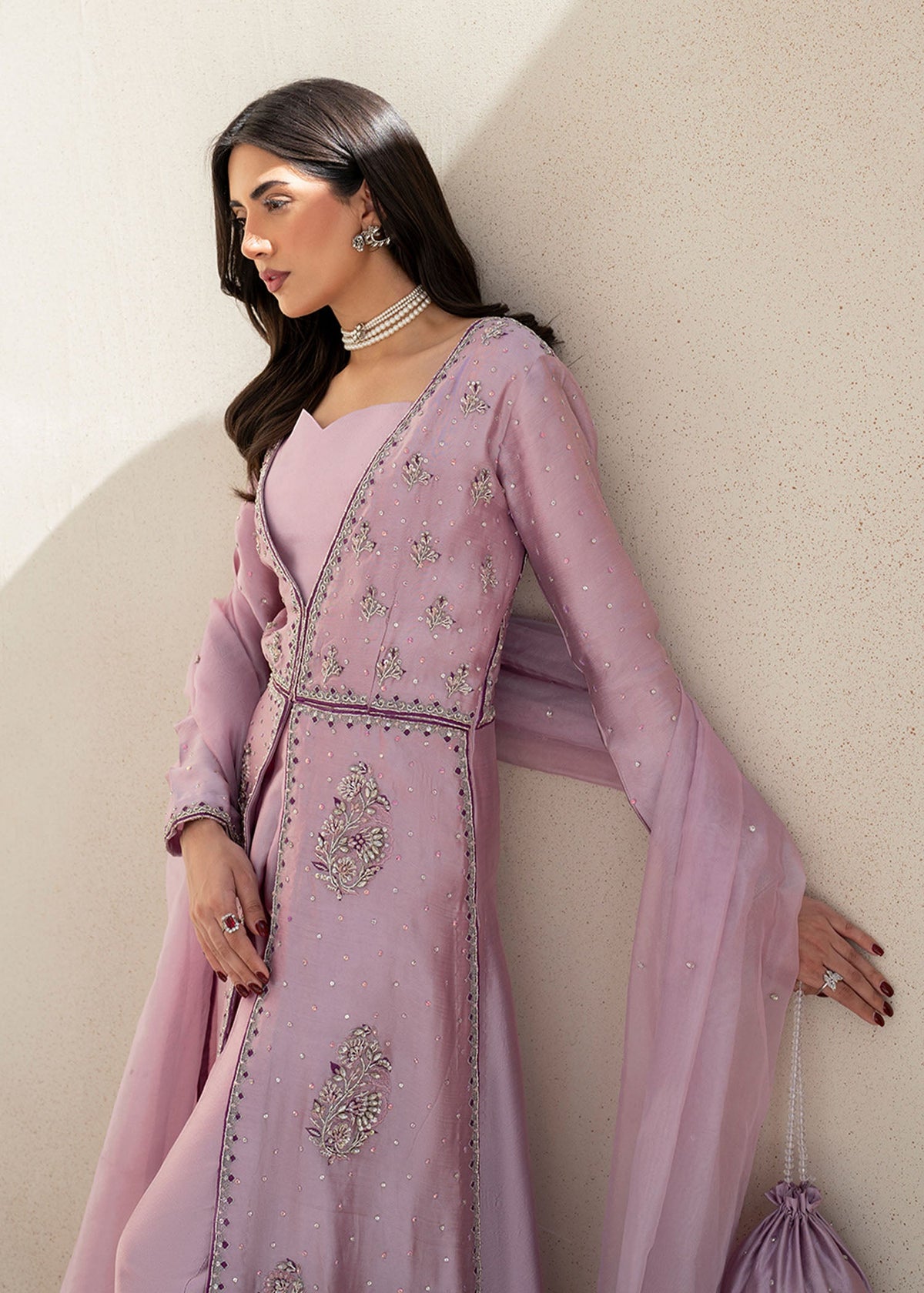 Careesa lilac shirt suit, reference outfit photograph 2 — Made by Mairaz reproduction