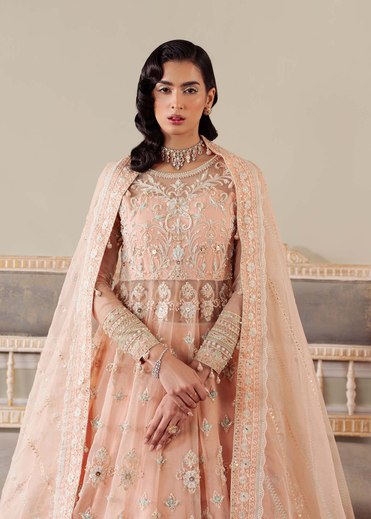Cascade peach pink pishwas, reference outfit photograph 2 — Made by Mairaz reproduction