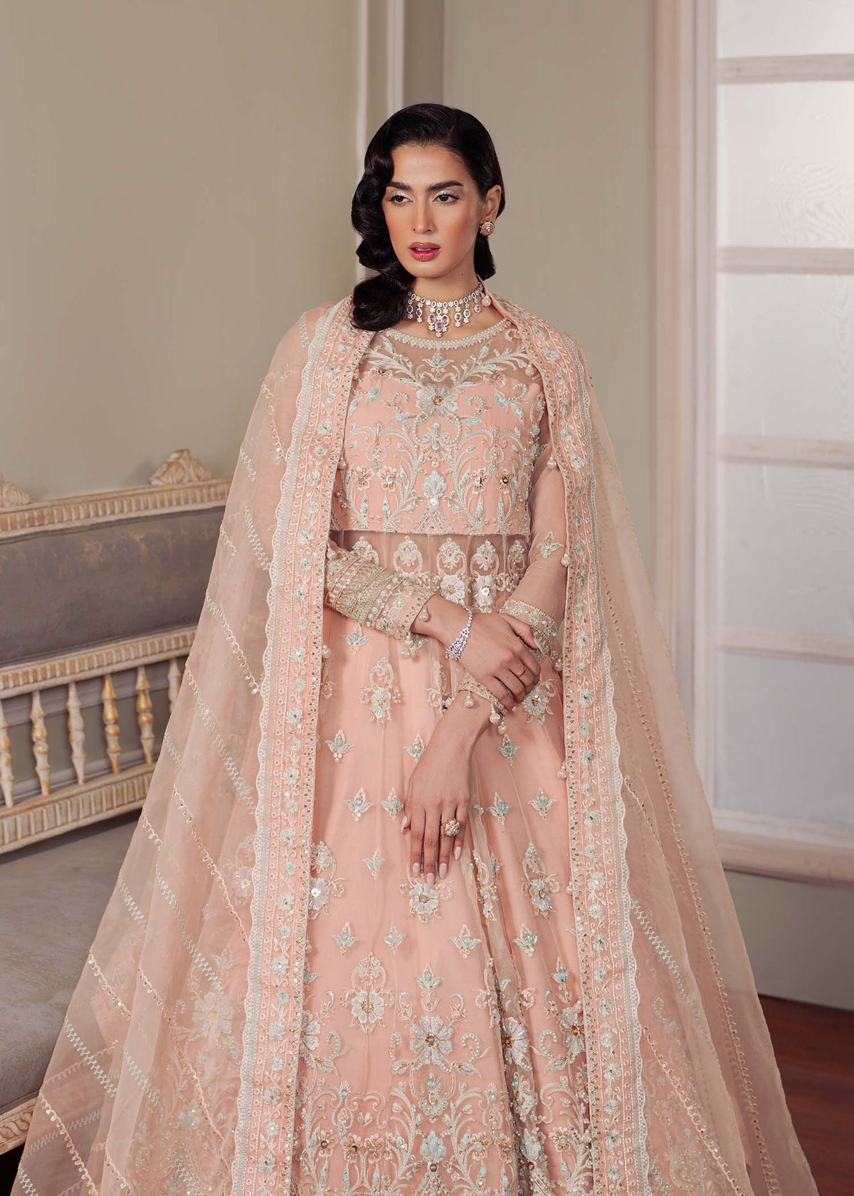 Cascade peach pink pishwas, reference outfit photograph 3 — Made by Mairaz reproduction