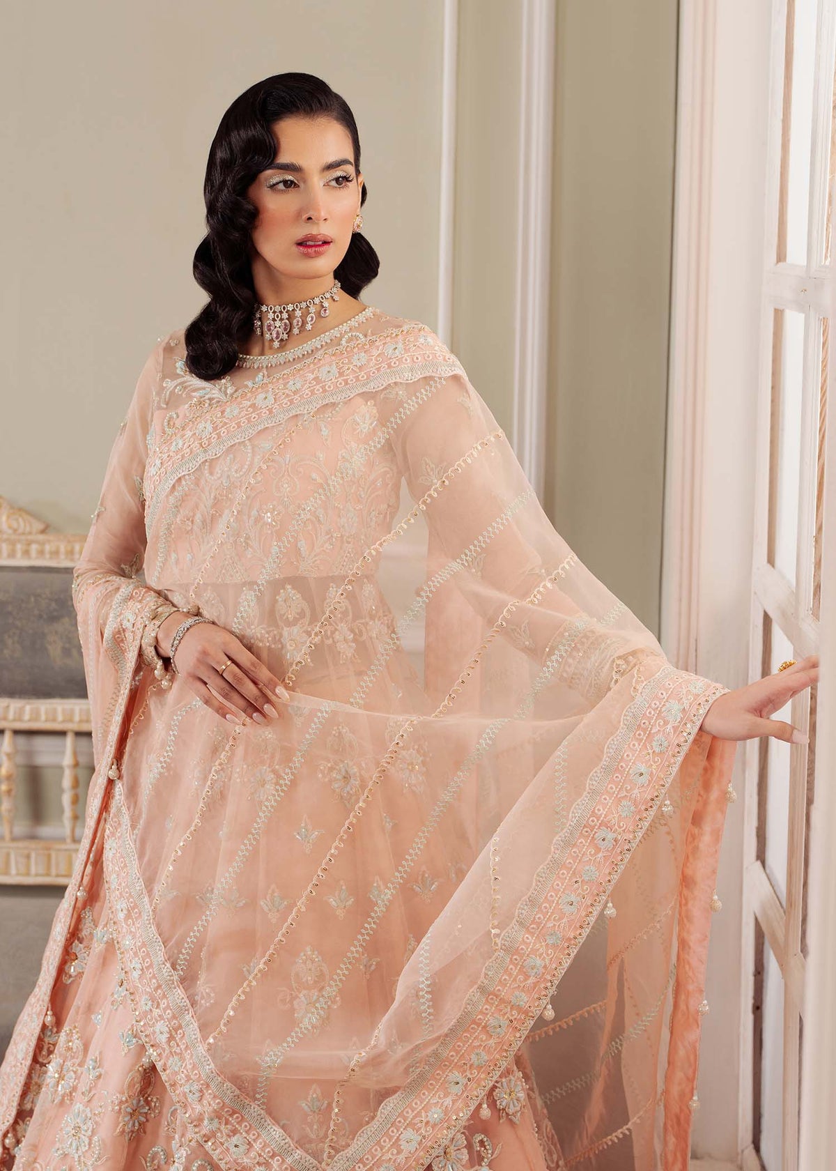 Cascade peach pink pishwas, reference outfit photograph 6 — Made by Mairaz reproduction