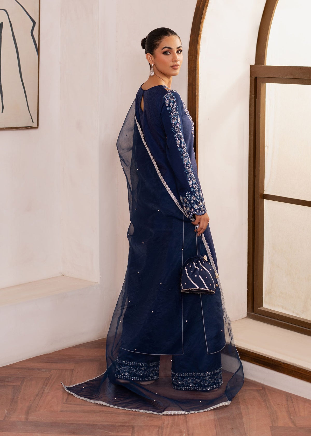 Celine navy blue shirt suit, reference outfit photograph 8 — Made by Mairaz reproduction