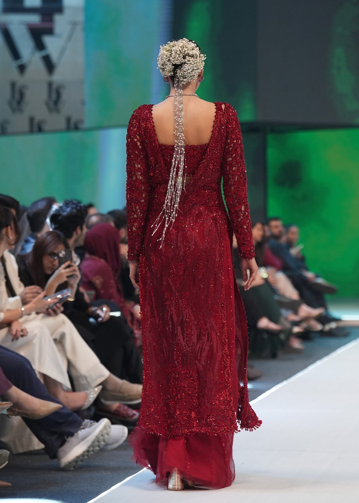 Crimson Desire, made by MAIRAZ — full-length back view showing the long cape