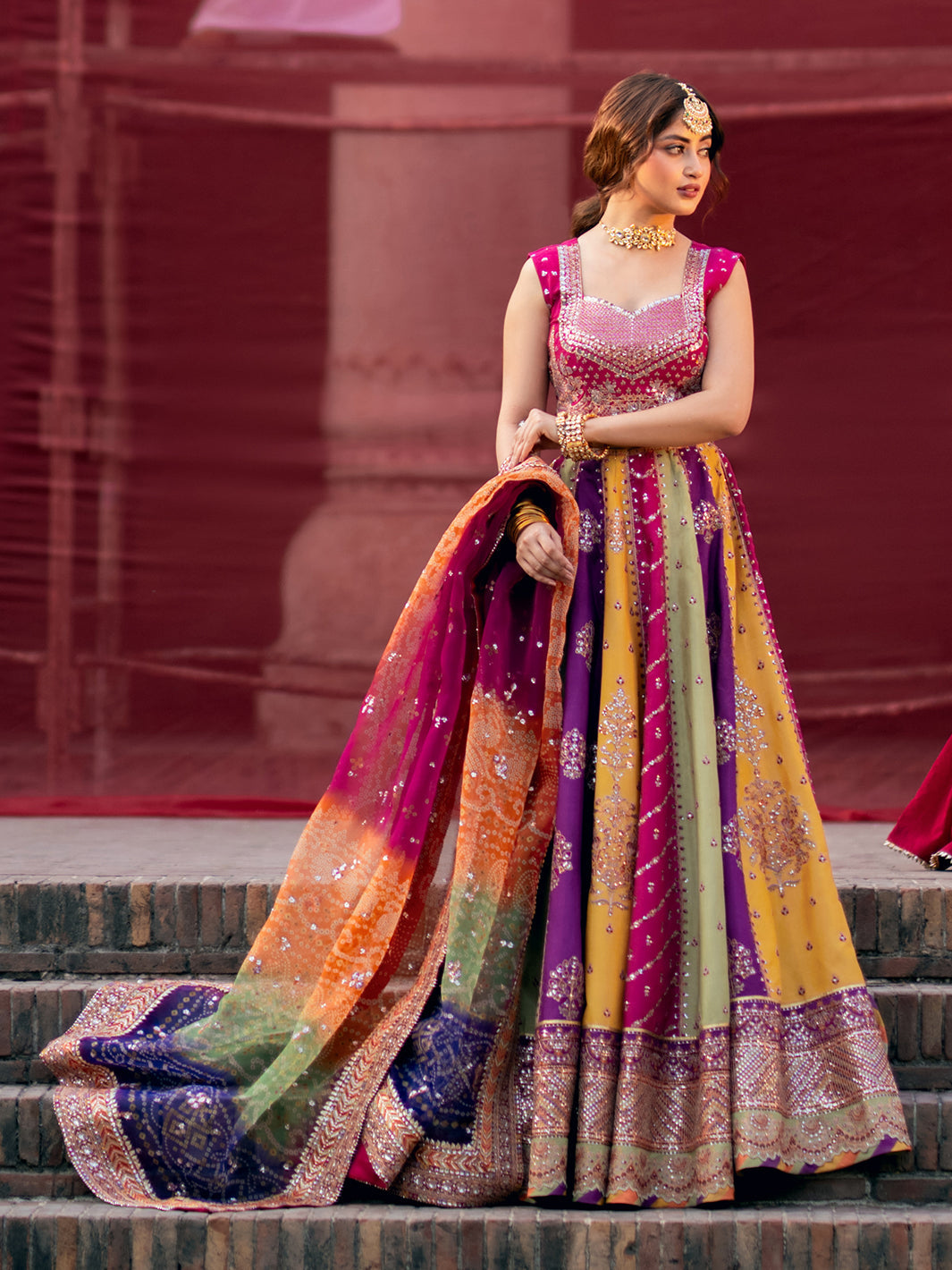 D-607, made by MAIRAZ — lehenga panels and border; design reference