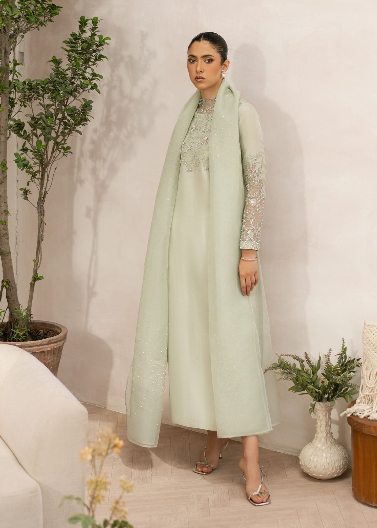 Daphne apple green shirt suit, reference outfit photograph 3 — Made by Mairaz reproduction