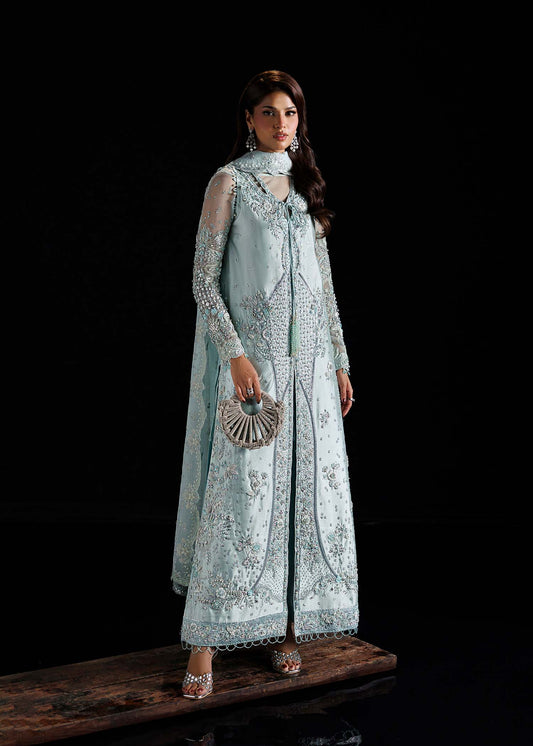 Alexia, made by MAIRAZ — mint green long shirt, full-length front view