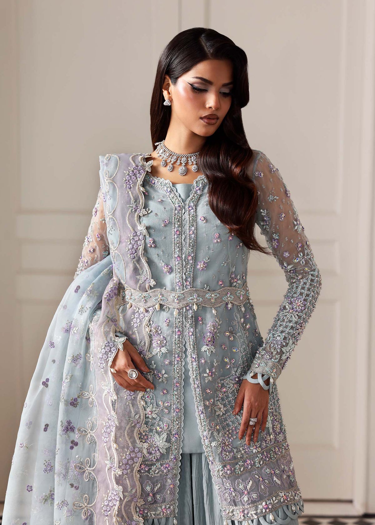 Eisley, made by MAIRAZ — celestial blue peplum, peplum embroidery detail