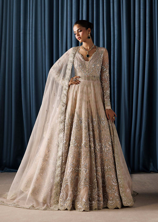 Lamia, made by MAIRAZ — champagne maxi, full-length front view
