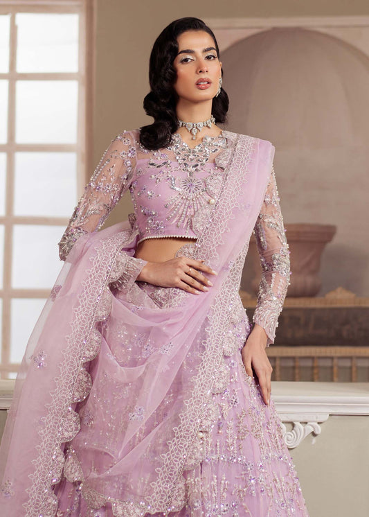 Lustre, made by MAIRAZ — lilac lehenga choli, blouse embroidery detail