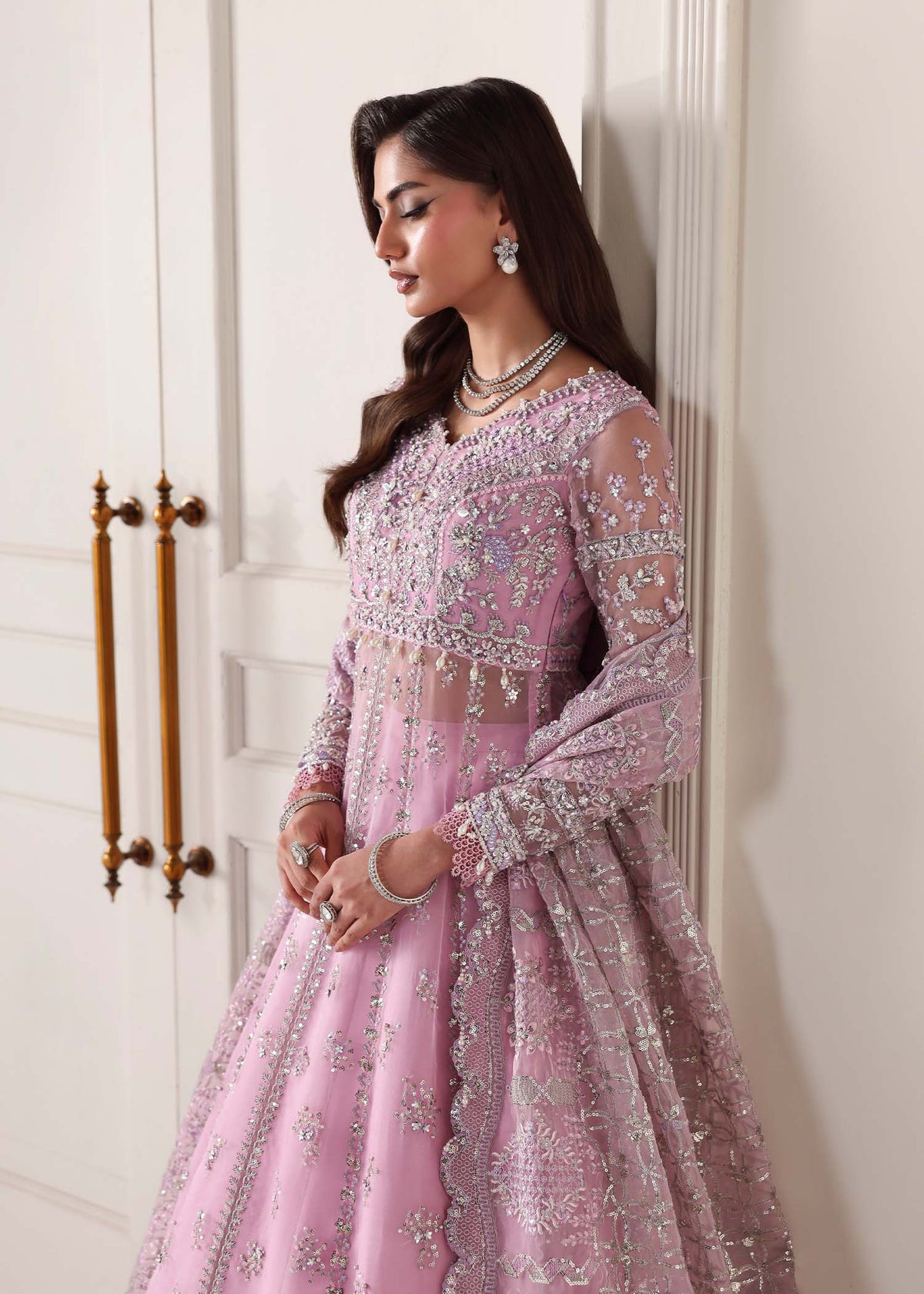 Reverie, made by MAIRAZ — lilac pishwas, bodice embroidery detail
