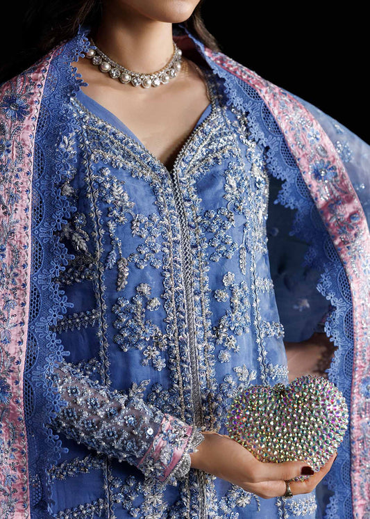 Rosalia, made by MAIRAZ — maya blue long shirt, neckline and sleeve embroidery detail