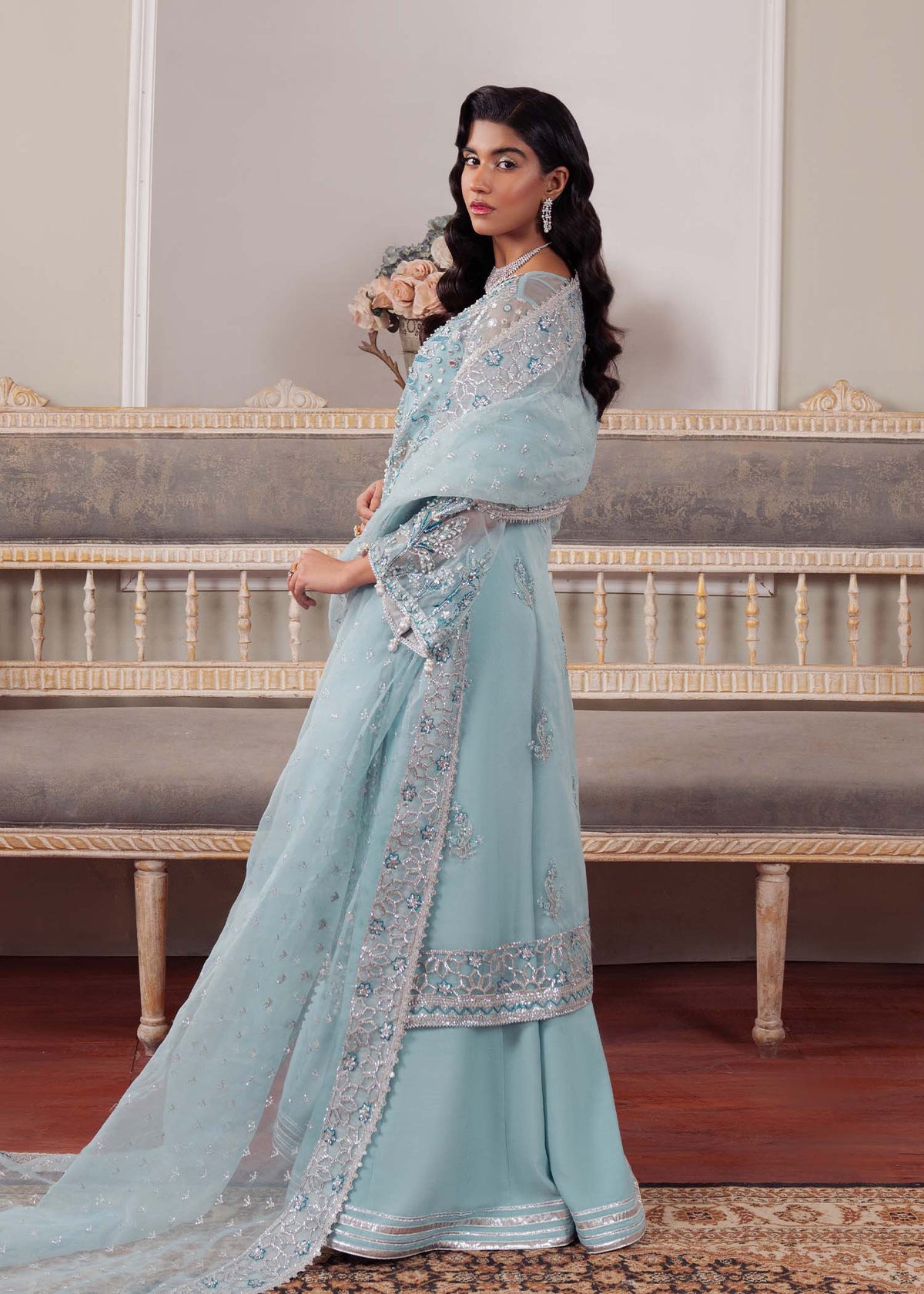 Starlight, made by MAIRAZ — ice blue long shirt, rear view