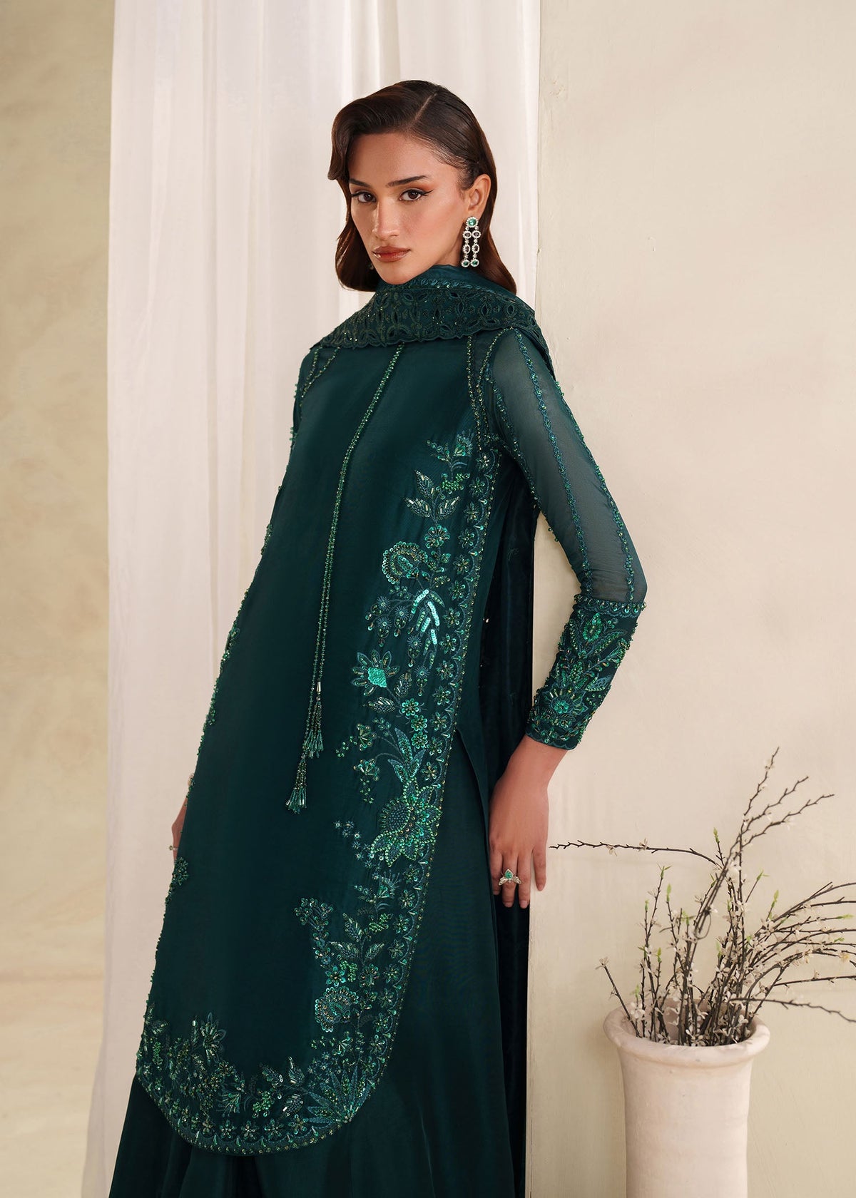 Eiza bottle green shirt suit, reference outfit photograph 7 — Made by Mairaz reproduction