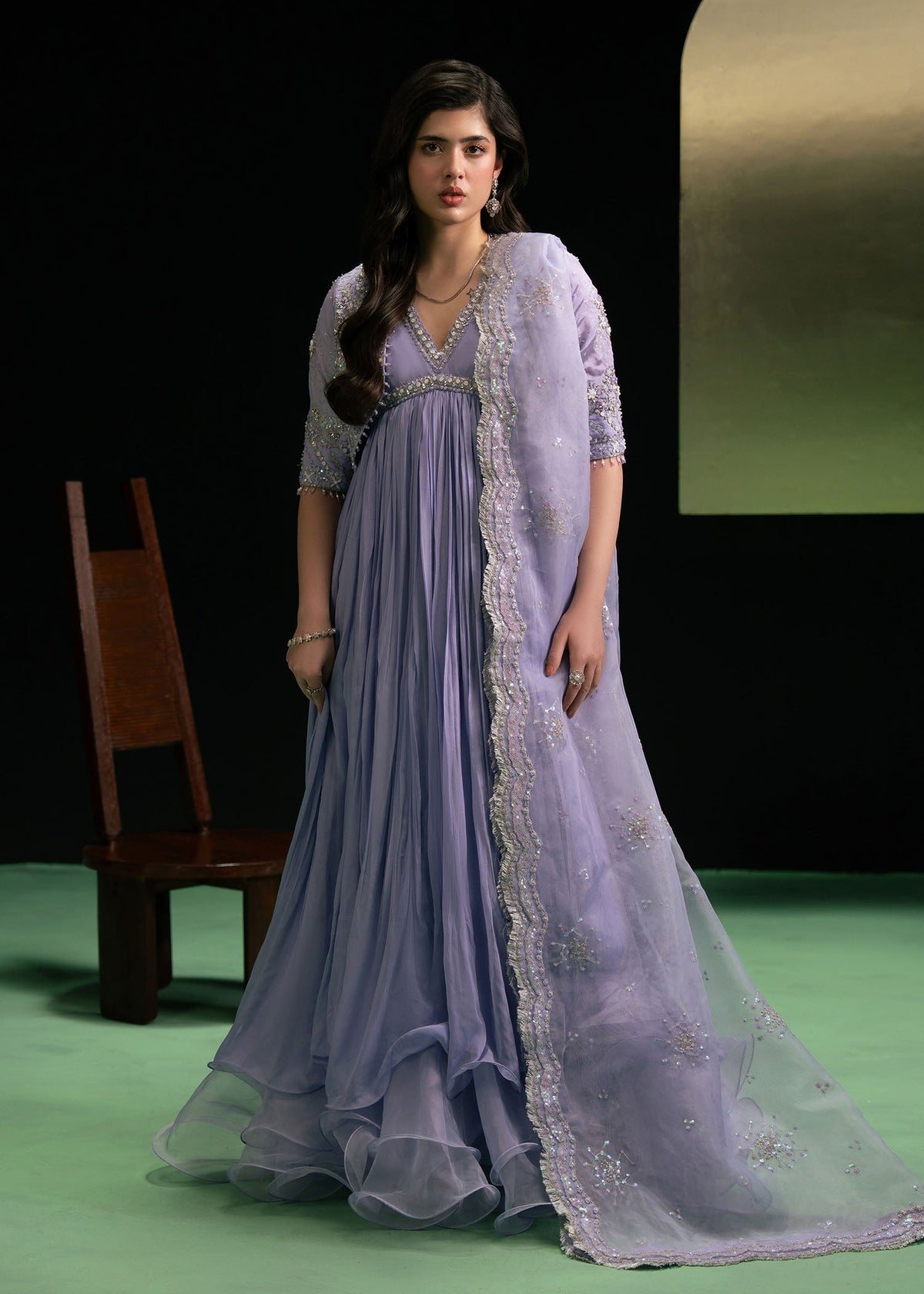 Embrace lilac mist layered pishwas, reference outfit photograph 1 — Made by Mairaz reproduction
